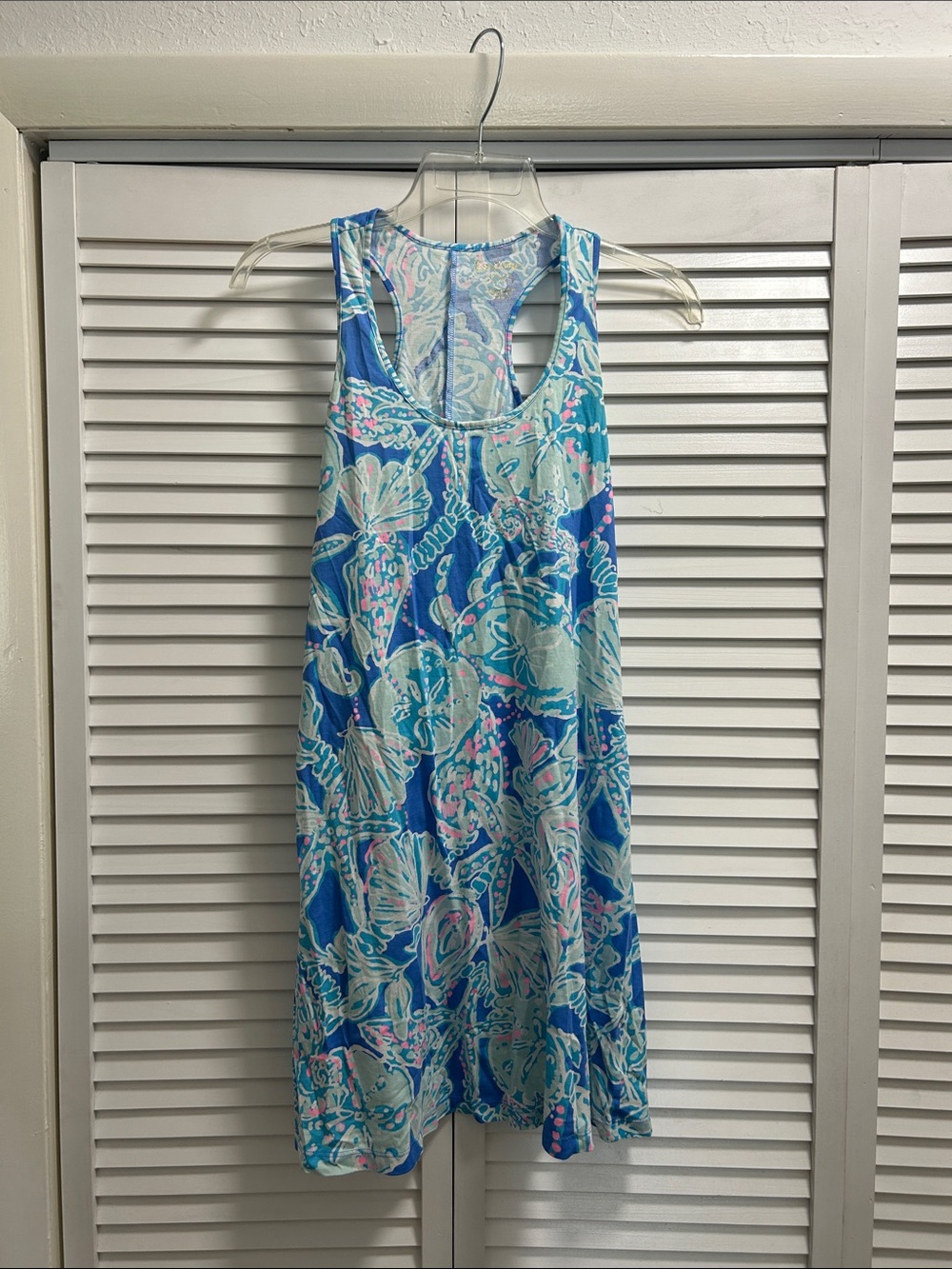 Lilly Pulitzer Blue Green Pink Shell-Print Dress